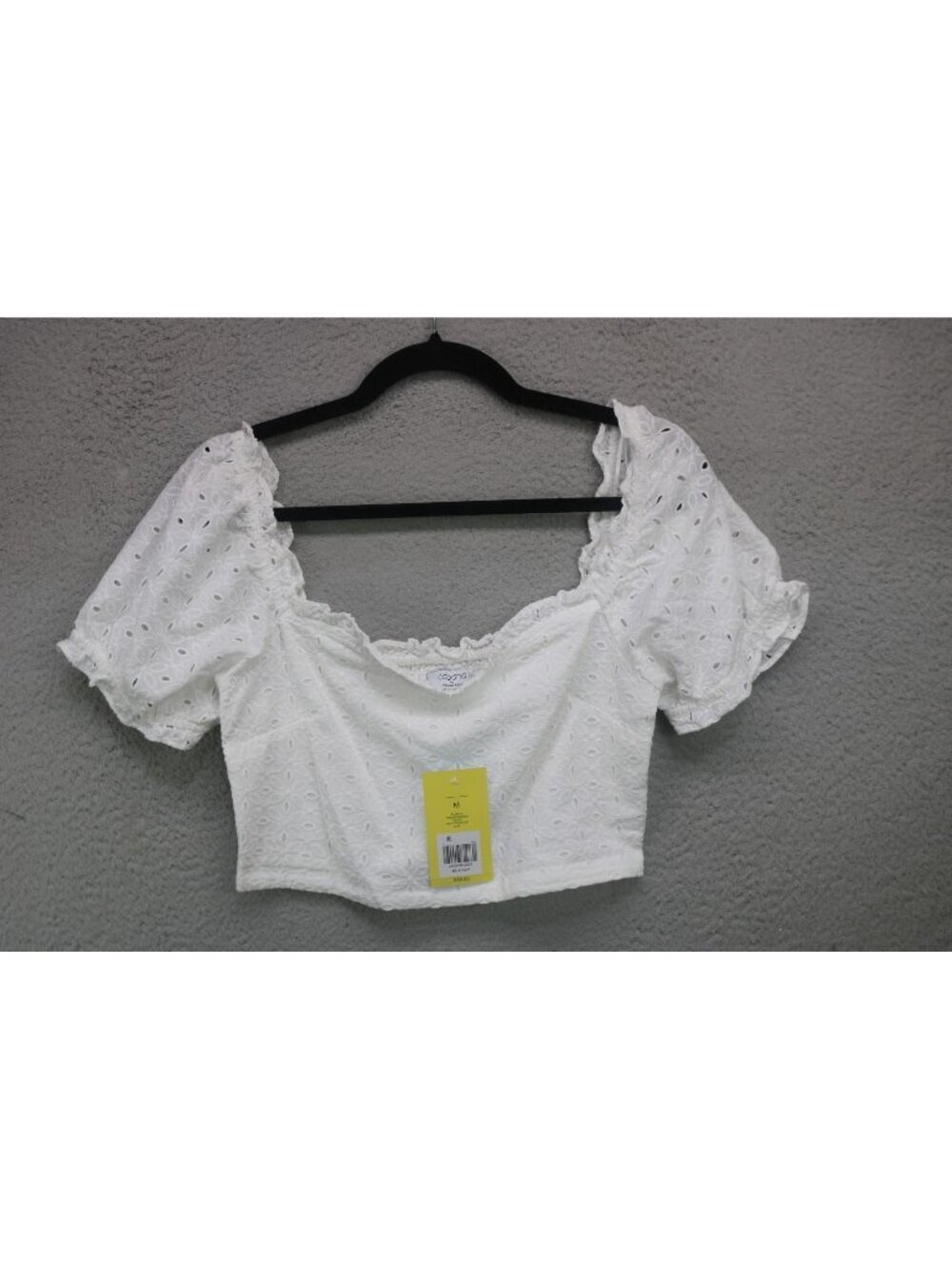 Cabana by Crown & Ivy White Eyelet Cropped Top w/Flaw-Medium-NWT-BOHO